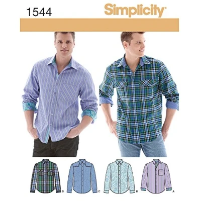 Imagen de Simplicity 1544 Tamaño AA para Hombre Camisa con Variaciones de Tela patrón Costura, Multicolor