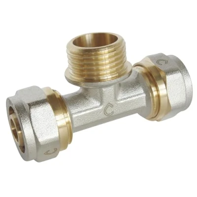 Imagen de SOMATHERM FOR YOU 3775 16 15S tee de compresión para tubo Ø16 Multilayer Male 15/21 (1/2 &#039;&#039;) en el centro: Ø M15 / 21