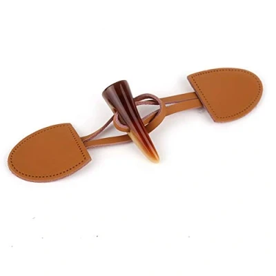 Imagen de 4 piezas de cuero PU costura Toggle con botón cuerno resina botones ropa accesorios abrigo/botón palanca cierre