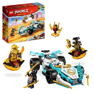 Imagen de LEGO 71791 Ninjago Coche de Carreras del Dragón Zane Power Spinjitzu, Juguete para Niños y Niñas a Partir 7 Años, Set Vehículo Construcción con Función Giratoria 4 Minifiguras