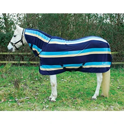 Imagen de Rhinegold Full Neck Fleece Rug Alfombra de Forro Polar con Cuello Completo, Rayas Turquesa, 6&#039;0&quot;