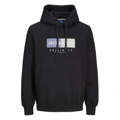 Imagen de JACK&amp;JONES PLUS Jorfrederiksberg Box Sweat Hood Pls Sudadera con Capucha, Negro, 4XL Grandes para Hombre