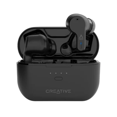 Imagen de CREATIVE Zen Air Pro (Negro) Auriculares True Wireless Ligeros e Impermeables con Cancelación Activa de Ruido, Modo Ambiente, LE Audio, Bluetooth 5.3, IPX5, hasta 33 Horas Duración la Batería