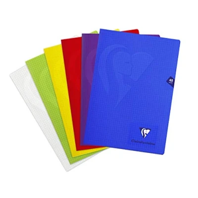 Imagen de Clairefontaine 303102C Lote de 10 Cahiers Agrafés Mimesys A4 21x29,7 cm 48 Páginas Petits Carreaux Papier Blanc 90 g Couverture Polypro Transparente Couleurs Aléatoires
