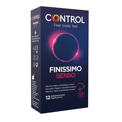 Imagen de Control Preservativos Finissimo Senso. Caja de 12 Condones Más Fino, Mayor Sensibilidad, Lubricados, Sexo Seguro. Disfruta unos con Ajuste Perfecto para una Relación Segura.