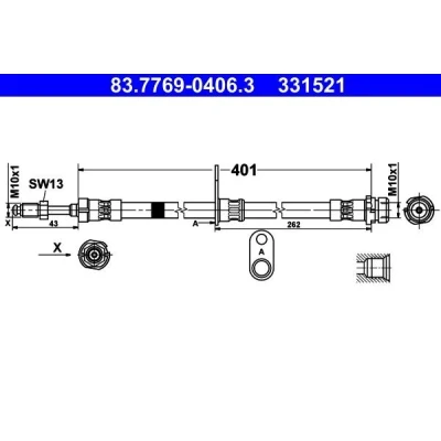 Imagen de Tubo de freno ATE 83.7769 0406.3, Derecha