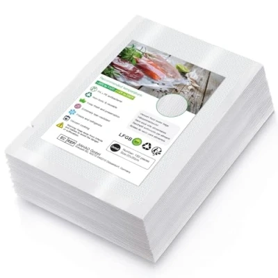Imagen de Bolsas de Vacio para Alimentos, 150 20x30cm (0.65’x0.98&#039;) Vacío BPA Free, Gofradas Conservación Alimentos y Sous Vide Cocina &amp; Boilable