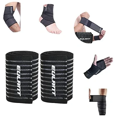 Imagen de EULANT Elástico Deportiva Vendaje de Compresion 90cm, 2pcs Venda Protección para Rodilla Pantorrilla Tobillo Codo Mano Muñeca,para Voleibol Futbol Levantamiento Pesas