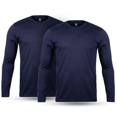 Imagen de Pack de 2 camisetas térmicas manga larga para hombre, ropa interior 0,45 tog, tallas S XXL, azul marino, L