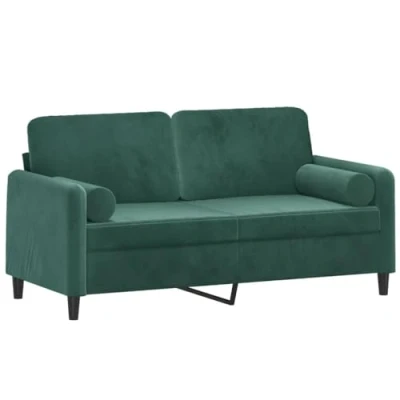 Imagen de vidaXL Sofá de 2 Plazas con Cojines, Asiento Reposabrazos, Tapizado Televisión, para Salón Hogar, Terciopelo Verde Oscuro