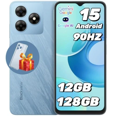Imagen de Blackview Wave 8 Smartphone Android 14, 12GB+128GB/2TB TF, 6,56&quot; 90Hz, Cámara 13MP+8MP, 5000mAh, 4G Dual SIM Móvil, Octa Core Moviles/Face ID/Fingerprint/OTG/GPS Moviles Azul