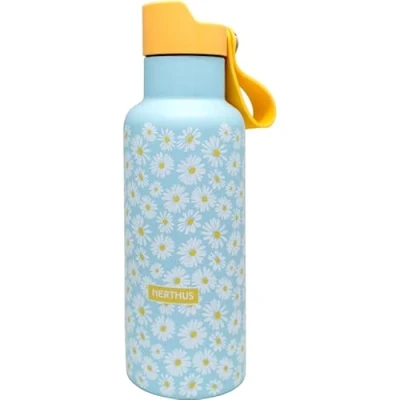 Imagen de NERTHUS FIH 1334 Botella Deportiva CLICK &amp; DRINK! de Doble Pared 500 ml con Tapón Clic, Hidratación y Estilo en un Diseño Premium Margaritas