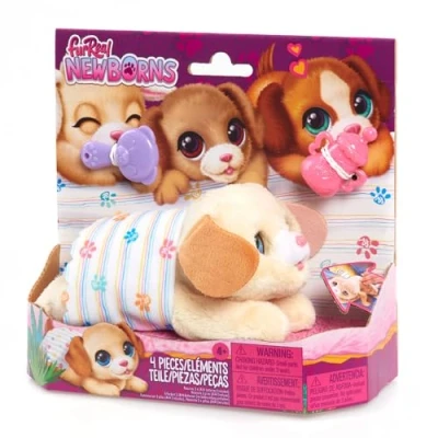 Imagen de Just Play Pequeña Mascota interactiva de Peluche furReal Newborns Puppy, con Sonidos y Movimiento, Juguetes para niños a Partir 4 años