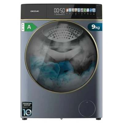 Imagen de Cecotec Lavadora 9Kg Carga Frontal Autodosis Bolero DressCode 9900 Autodose Inverter FullColor Ice Blue A. Acabado Azul 1400 Rpm, Pantalla 10,3&quot;, Inverter, SteamMax, Clase A