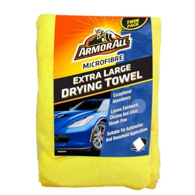 Imagen de Armor All, Juego de 2 paños Grandes Microfibra para Limpieza Interior y Exterior, Alta absorción, Secado Suave sin Rayas Pintura Cristal, Ideal Detalles Coche Motocicleta
