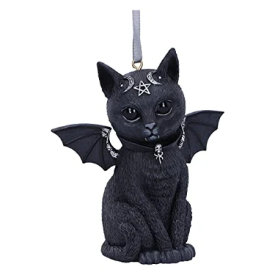 Imagen de Nemesis Now Cult Cuties Malpuss Adorno Colgante de Resina 9,2 cm, Color Negro, Gato Oculto con alas, murciélago, Fundido en la Mejor Resina, cuidadosamente Pintado a Mano