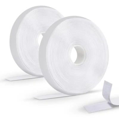 Imagen de Oderra Cinta de Doble Cara, Belcro Adhesivo Fuerte Paquete 2, 8 m x 2 cm en Color Blanco Sujeción Gancho y Bucle para Proyectos Bricolaje