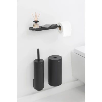 Imagen de Brabantia Mindset Portarrollos con Estante Todos los Tamaños de Rollo se Instala en la Pared Resistente a Corrosión Material Fijación Incluido Infinite Gris 4 x 9 14 cm