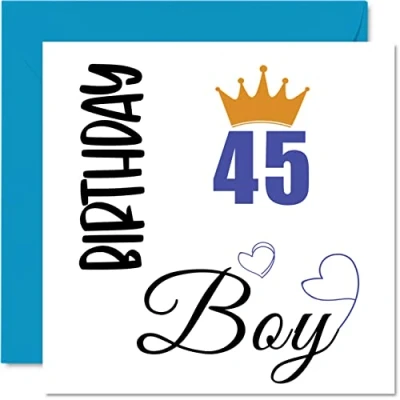 Imagen de Stuff4 Tarjeta de cumpleaños número 45 para hombres, tarjetas hombre años, papá, hermano, tío, primo, amigo, sobrino, 145 mm x mm, cuarenta y cinco
