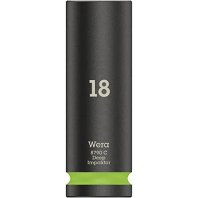 Imagen de Wera 05004835001 8790 C Impaktor Deep Llave de vaso con arrastre 1/2&quot;, Verde fosforito, 18.0 x 83.0 mm
