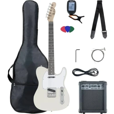 Imagen de Set completo de guitarra eléctrica McGrey Rockit tipo TL en blanco vintage