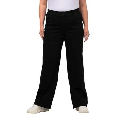 Imagen de Ulla Popken Vaqueros Anchos, Pantalones Mujer, Negro, 36W / 30L