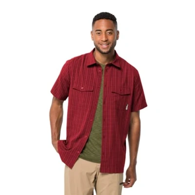 Imagen de Jack Wolfskin Thompson Camiseta para Hombre Camisa de Vestir, Deep Ruby Check, S