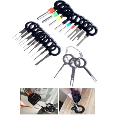 Imagen de CESFONJER 21Pcs Herramientas de Eliminacion Terminales Kit Extractor Pin Conector Crimpado Cableado Cable Electrico del Coche Juego Manuales Reparacion