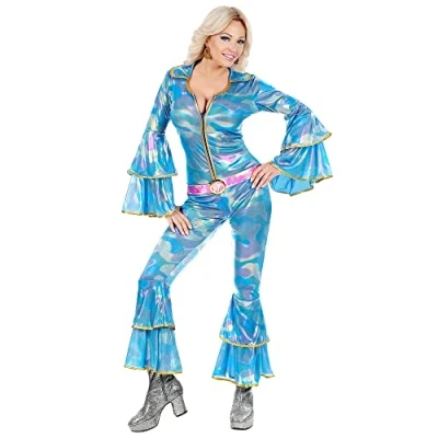 Imagen de WIDMANN MILANO PARTY FASHION Disfraz Años 70 Estilo Disco, Mono, Reina Bailarina, Mono de una pieza, Traje mal gusto, Schlagermove