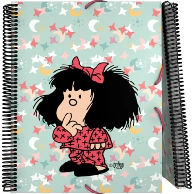 Imagen de Grafoplas Carpeta Escolar de Fundas Transparentes, A4, Tapas Flexibles, 30 Forros Polipropileno, Mafalda Pijama, Maxiplás, Perfecto para Organizar tu Material y Archivar tus Documentos