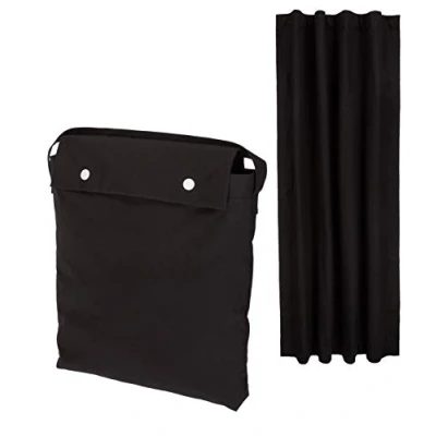 Imagen de Amazon Basics Cortina opaca de viaje con ventosas, Negro, Solido