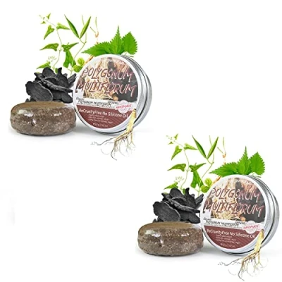 Imagen de Polygonum Multiflorum Shampoo Bar, Bar Soap for Gray Hair, Hair Darkening Essence Soap, Organic Grey Reverse (2Pcs)
