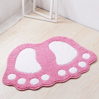 Imagen de ele ELEOPTION Alfombra de baño Antideslizante, Alfombrillas Secado rápido y pies Lindos, Absorbente Agua Suave cómoda Antideslizante para Dormitorio, Cocina, Pasillo, 60x40CM, Rosado