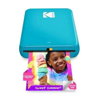 Imagen de KODAK Step Impresora de Fotos instantánea para smartphone Mini portátil inalámbrica en color adhesivas Zink 2x3 Bluetooth compatible con iOS y Android App edición divertida Azul