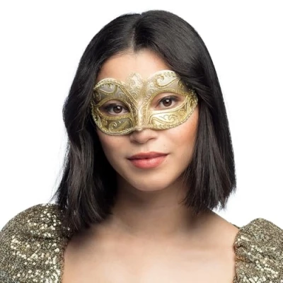Imagen de Boland 00338 Máscara de ojos Venecia Felina, oro, adornos, baile máscaras, Venecia, carnaval, fiesta temática, disfraz