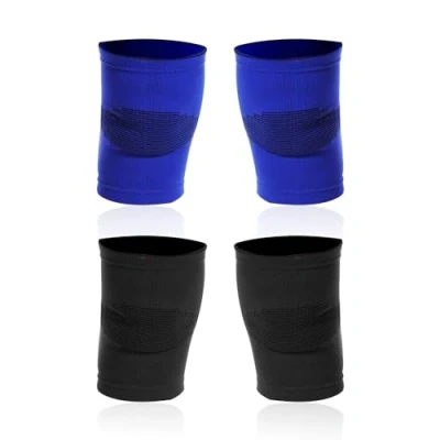 Imagen de 2 pares de rodilleras deportivas algodón para niños, transpirables, elásticas, adecuadas baloncesto, fútbol, voleibol, bádminton, correr, etc.