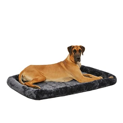 Imagen de MidWest Homes for Pets modelo 40254 GY cama para perros con cabezal, longitud de 137,16 cm, y gatos cómodo adecuado razas gigantes, color gris
