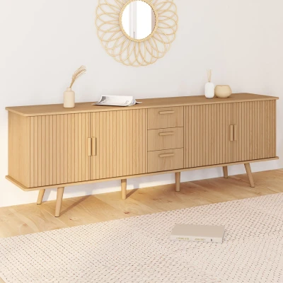 Imagen de Buffet 180 cm JULIETTE XXL 4 portes effet lattes et 3 tiroirs IDMarket