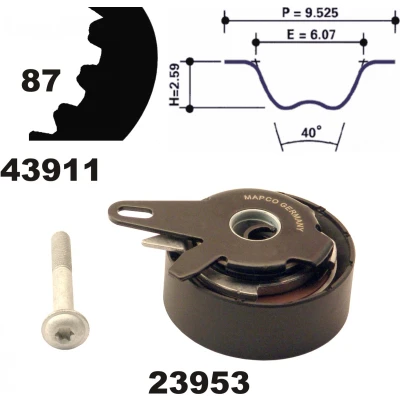 Imagen de MAPCO 23911 Kit de correa distribución 87 AUDI: A6 C5 Berlina, A4 B5 B6 VOLKSWAGEN: Passat GP Berlina