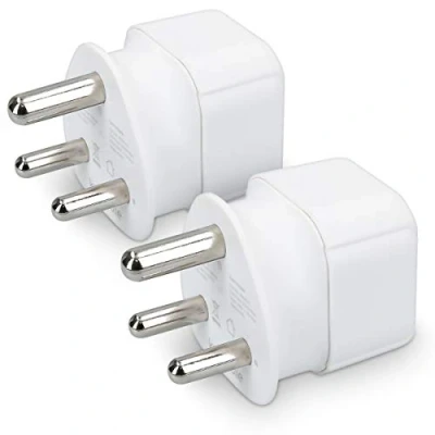 Imagen de kwmobile 2X Adaptador de Viaje Tipo M Set adaptadores para Usar en Sudáfrica India Nepal etc. Travel Plug aparatos España y UE Blanco