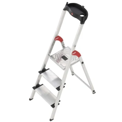 Imagen de Hailo 5_8813 001 Escalera de Tijera Aluminio con peldaño Ancho XXL EasyClix (3 peldaños) Gris