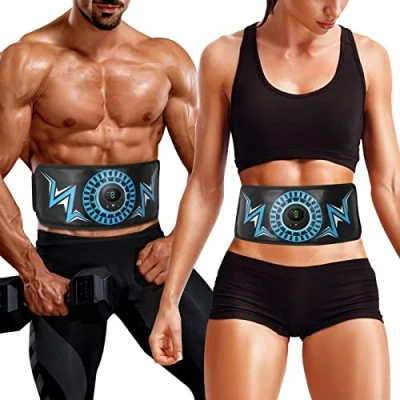 Imagen de Electroestimulador Muscular Abdominales, EMS Estimulador Abdominal Seguro, Rápido y Efectivo, Musculacion en Casa, Cinturon Abdominales con Correa de Extensión Adicional(Azul)