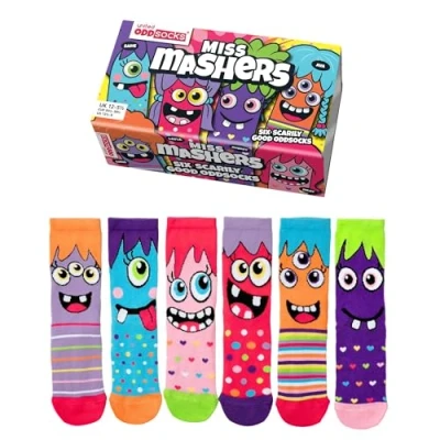 Imagen de United Oddsocks Miss Mashers Box 6 For Girls, Multi Coloured, UK 12 5.5, EUR 30.5 38.5, US 13.5 8