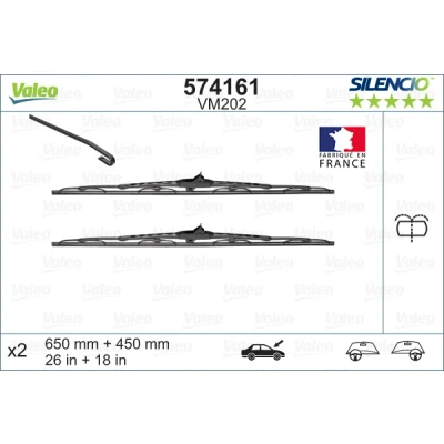 Imagen de Limpiaparabrisas Valeo Silencio, Silencio Conventional Set 574161 delante Estándar con boquilla incorporada de lavado RENAULT: ESPACE 3, Avantime