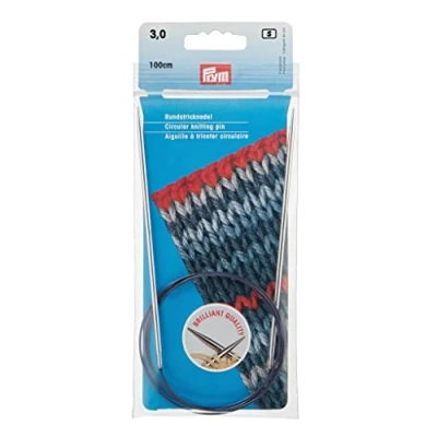 Imagen de Prym KnitPro 212126 Agujas de tejer circulares (latón, 100 cm, 3 mm), color plateado