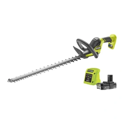 Imagen de RYOBI Cortasetos 18V One+ con Batería 2,0 Ah y Cargador 1,5A Espada 55cm, Capacidad máx. 24mm, Velocidad 2700 RPM Recogedor de Residuos HedgeSweep, Funda Protectora RY18HT55A 120