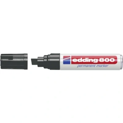 Imagen de edding 800 marcador permanente negro 1 rotulador punta biselada 4 12 mm para marcas llamativas resistente al agua, secado rápido, indeleble cartón, plástico, madera, metal, vidrio