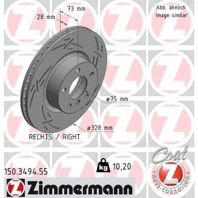 Imagen de ZIMMERMANN 150.3494.55 Disco de freno 328 28 6/5 5 120 ventilación interna, ranurado revestido altamente carbonizado BMW: X3, X4