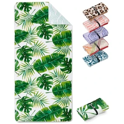 Imagen de Fit Flip Toallas de Playa XXL Toalla Microfibra Grande, Ligera y Secado rápido 100% reciclada Tropic Leaves 200 cm x 90