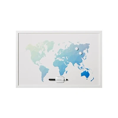 Imagen de Bi Office Pizarra Mapamundi Polygon, Magnético, Borrado en Seco, Marco MDF Blanco, 60x40cm